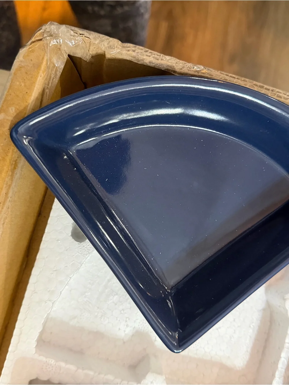 Ceramic Quarter-Circle Serving Dishes — Navy Blue plates set of 4